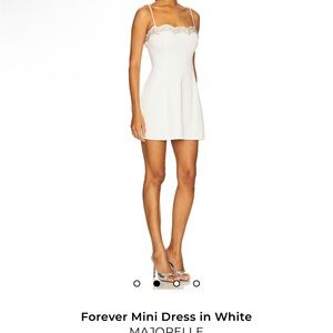 MAJORELLE Lace Trim Mini Dress in White